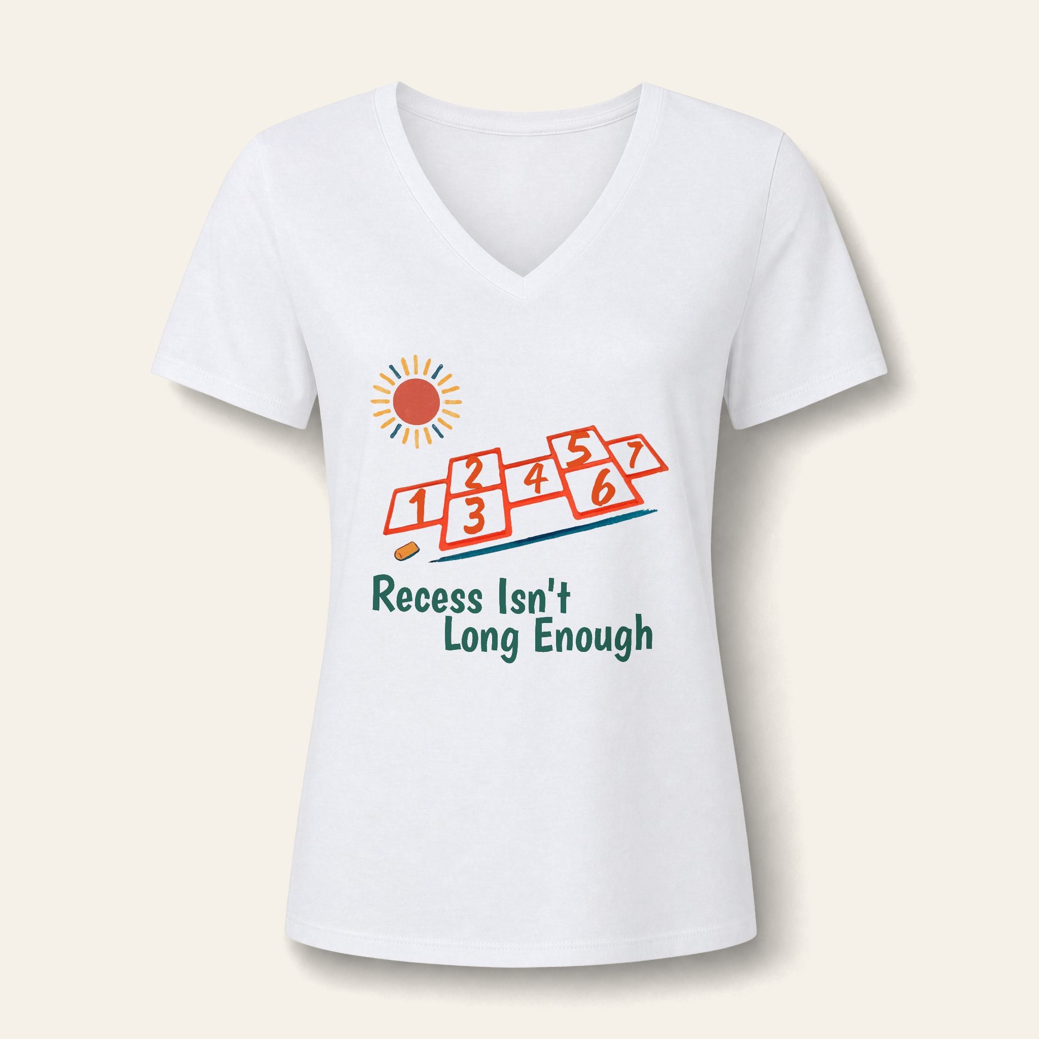 Recess Isn't Long Enough — Women's V-Neck Teacher T-Shirt | New Chapter Tees