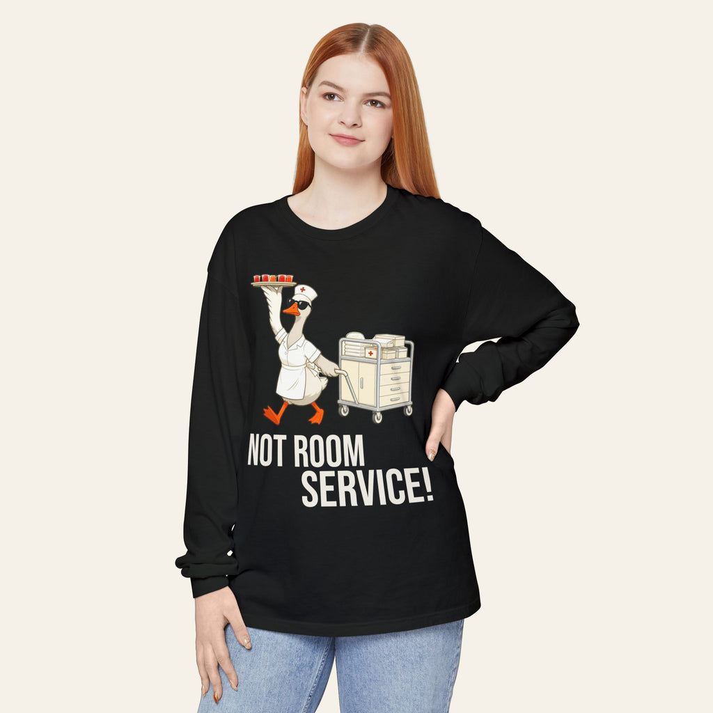 Funny Nurse Long Sleeve — Not Room Service Angry Goose Premium Nurse Shirt | New Chapter Tees
