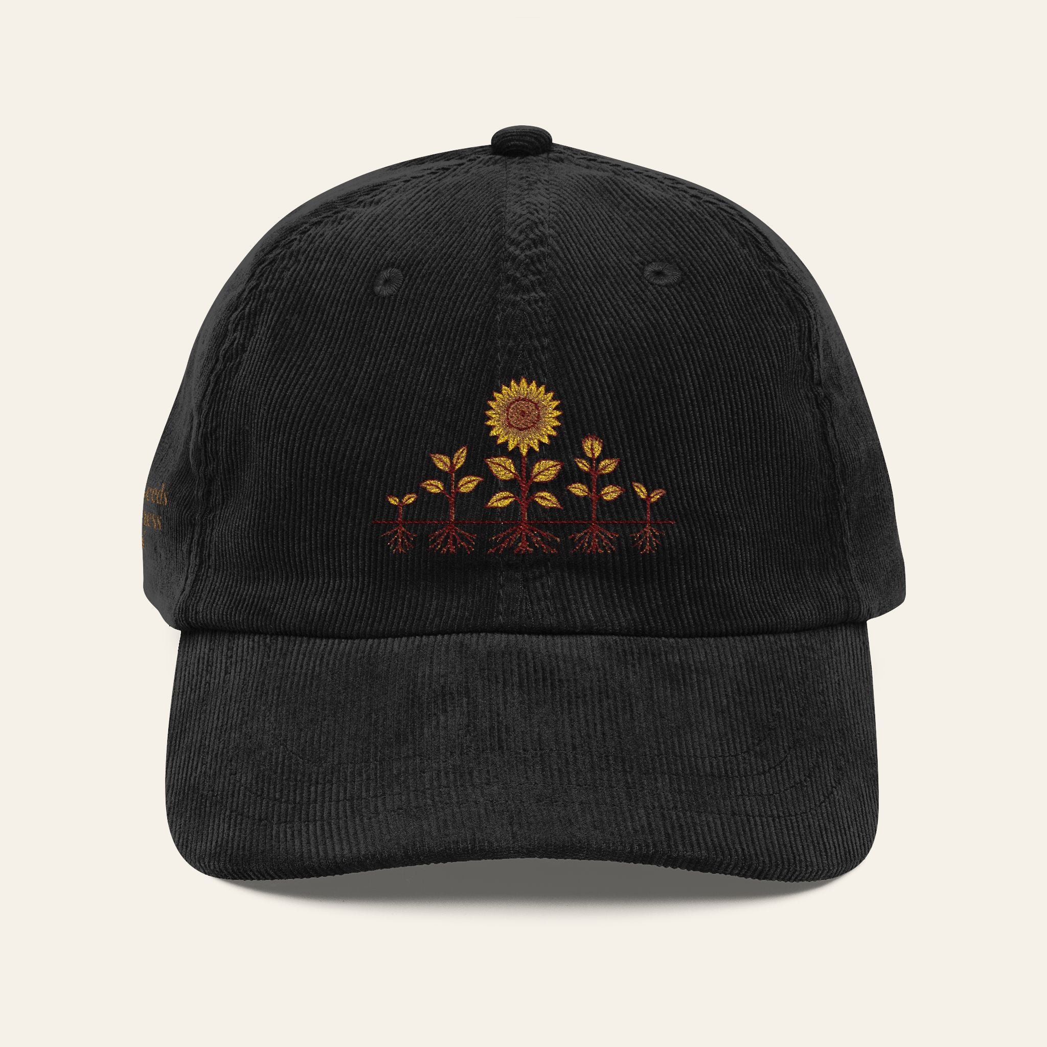 Teacher Hat — Planting Seeds Of Greatness Daily Embroidered Corduroy Cap | New Chapter Tees