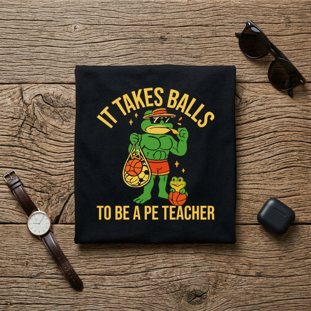 It Takes Balls To Be A PE Teacher — Premium Heavyweight PE Teacher T-Shirt | New Chapter Tees