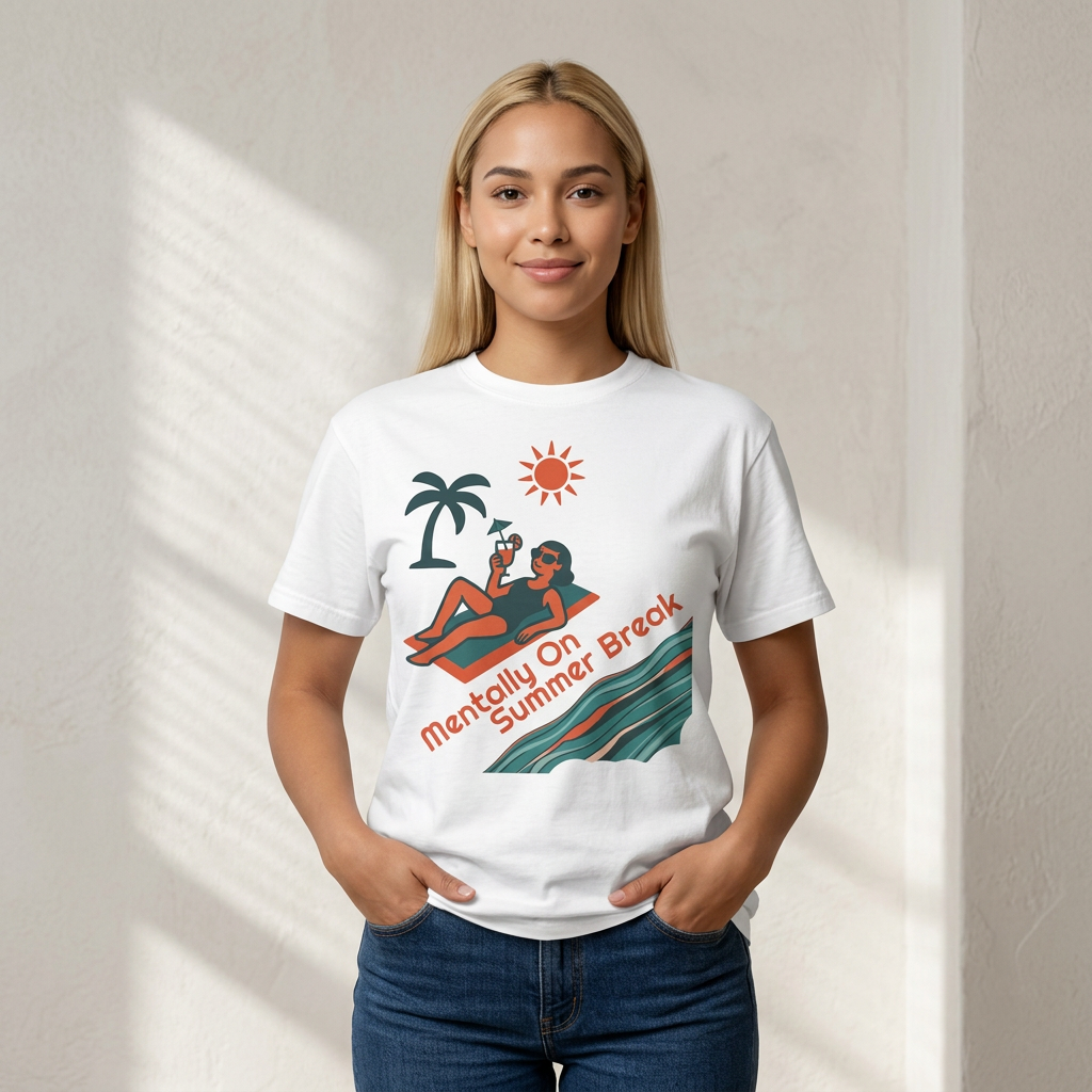 Mentally On Summer Break— Premium Heavyweight Teacher T-Shirt | New Chapter Tees