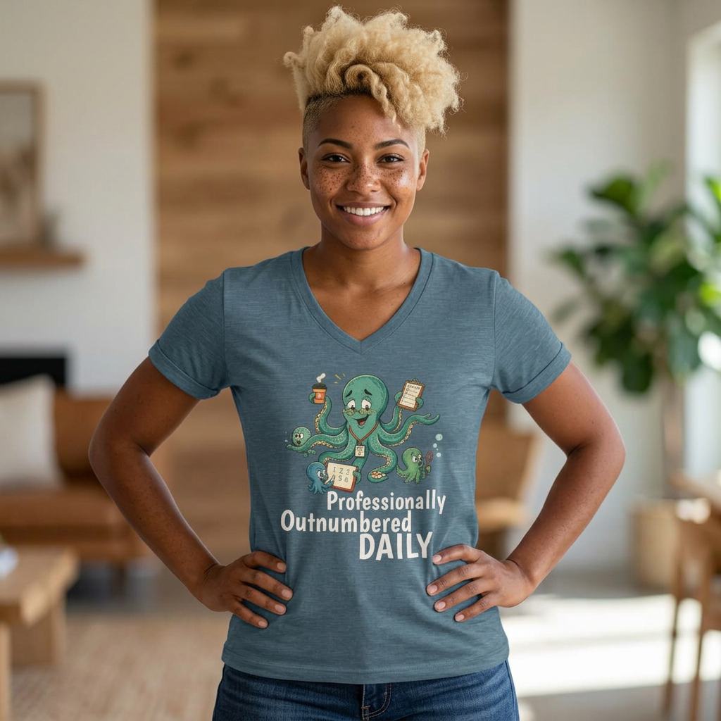 Professionally Outnumbered Daily — Women's V-Neck Teacher T-Shirt | New Chapter Tees