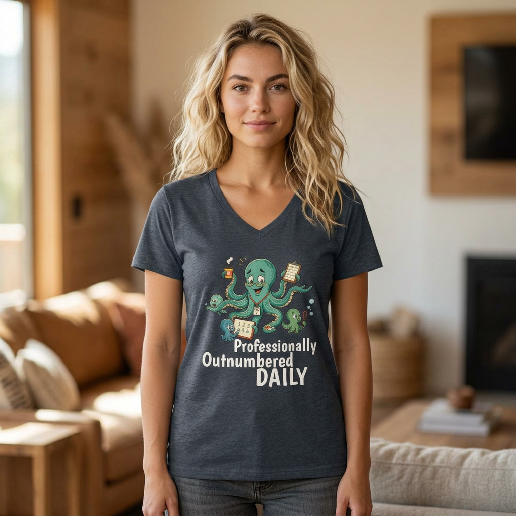 Professionally Outnumbered Daily — Women's V-Neck Teacher T-Shirt | New Chapter Tees