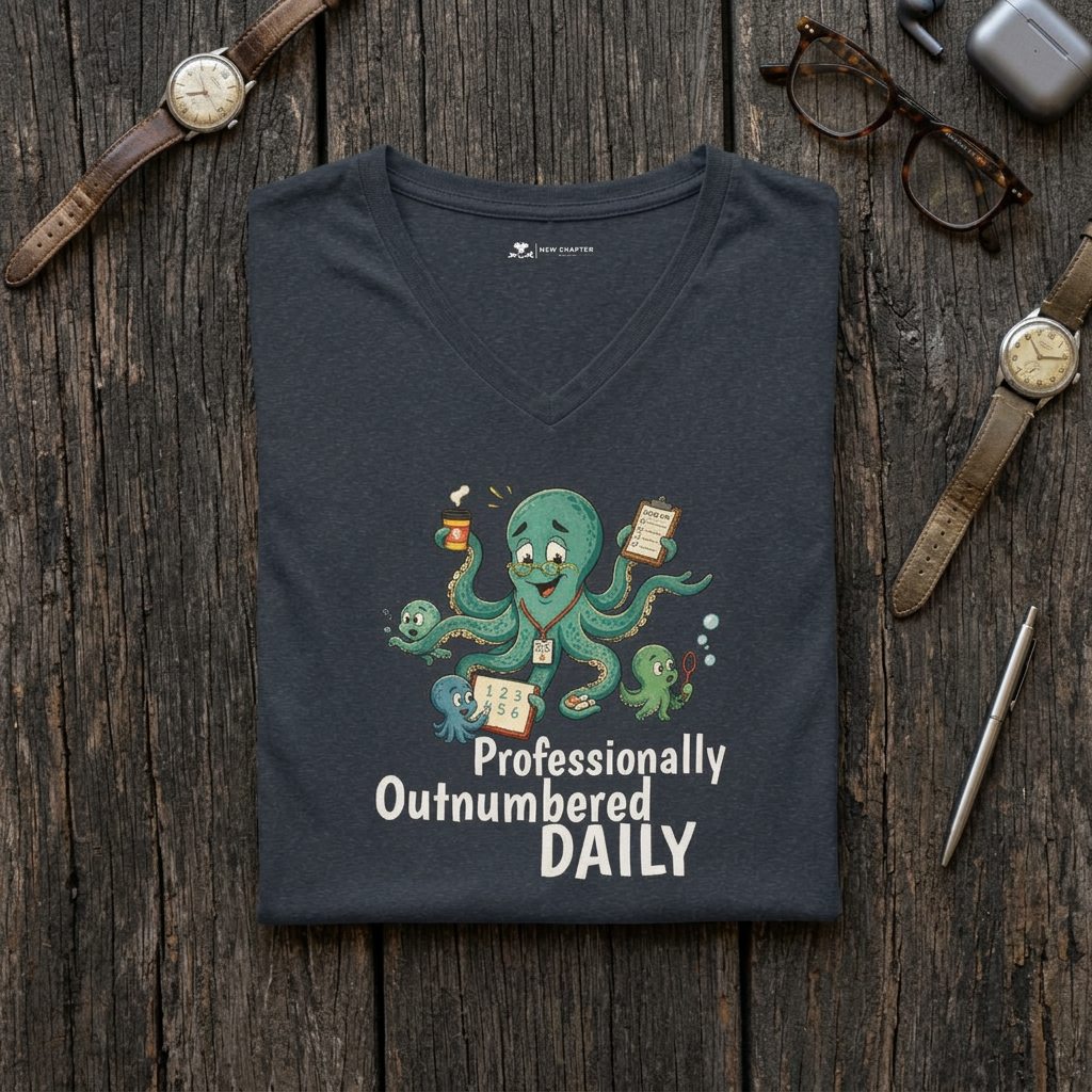 Professionally Outnumbered Daily — Women's V-Neck Teacher T-Shirt | New Chapter Tees