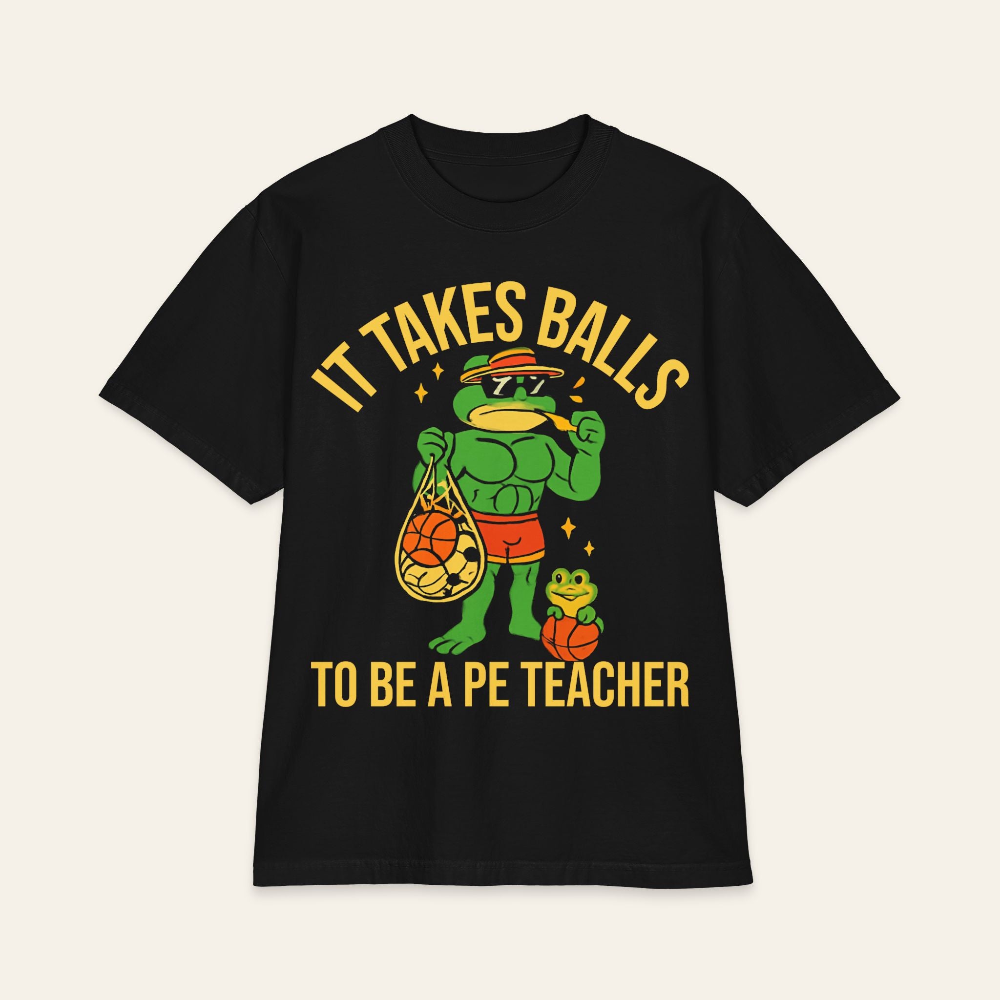 It Takes Balls To Be A PE Teacher — Premium Heavyweight PE Teacher T-Shirt | New Chapter Tees