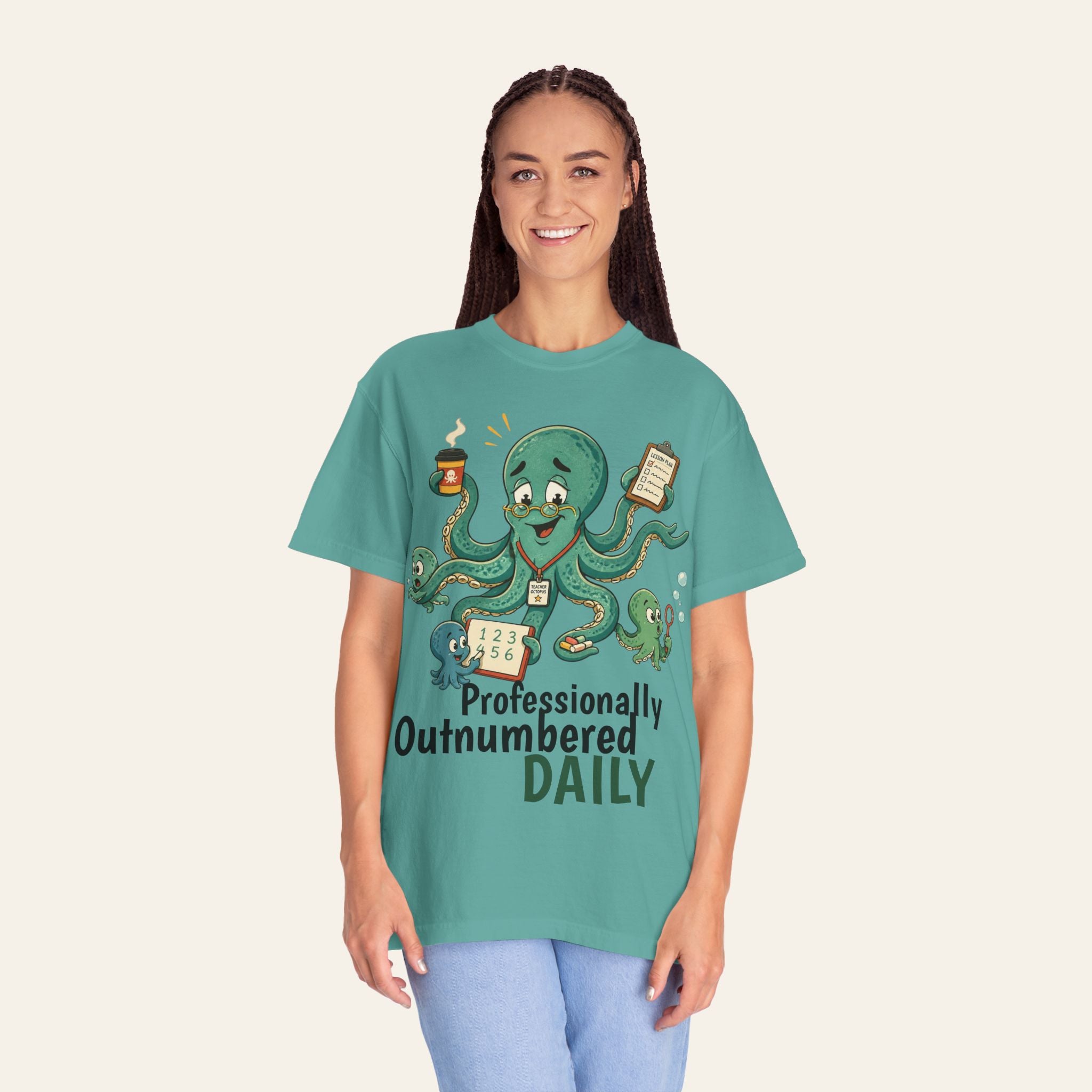 Professionally Outnumbered Daily — Premium Garment-Dyed Teacher T-Shirt | New Chapter Tees