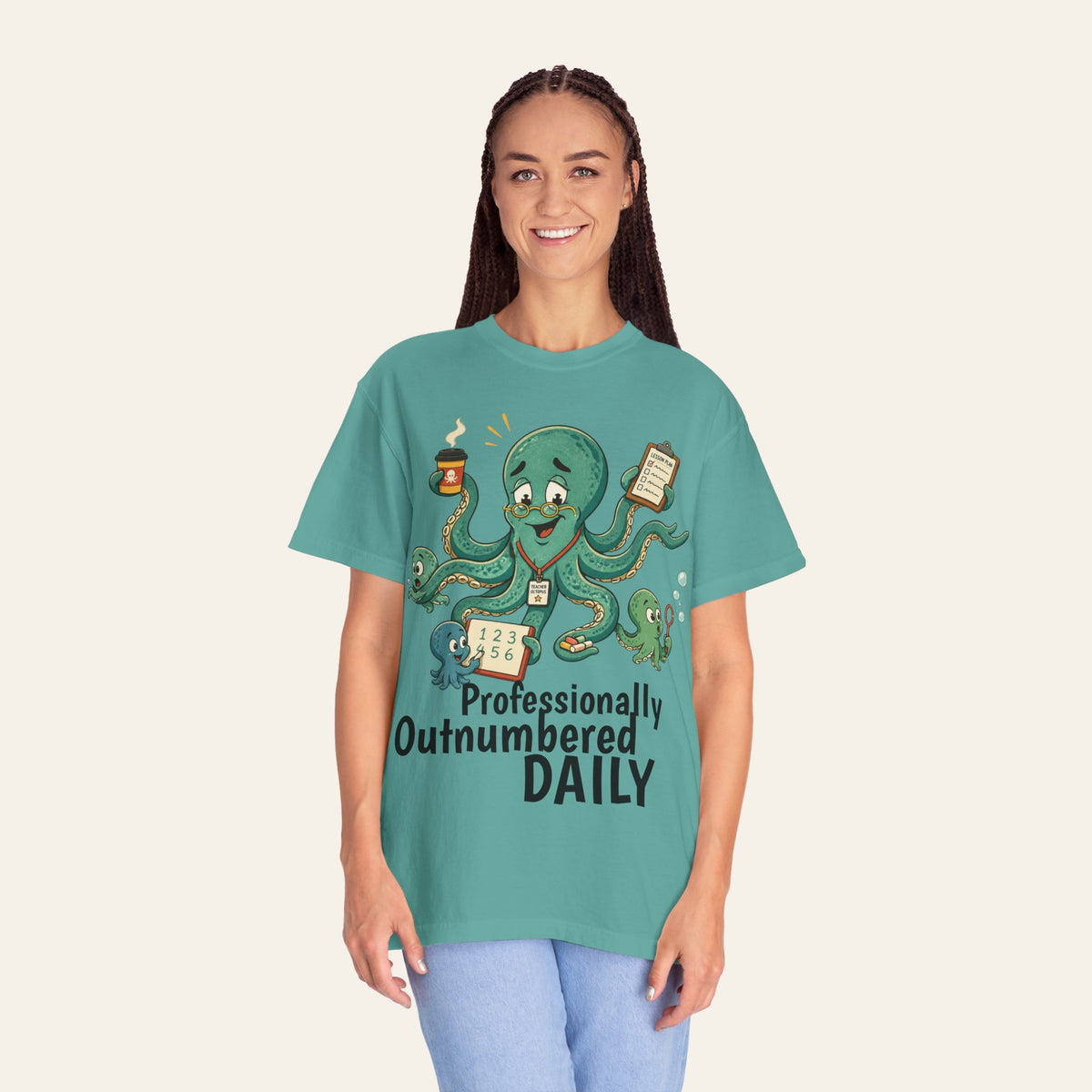 Professionally Outnumbered Daily — Premium Garment-Dyed Teacher T-Shirt | New Chapter Tees