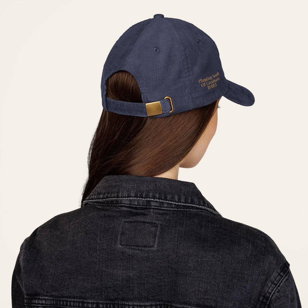 Teacher Hat — Planting Seeds Of Greatness Daily Embroidered Corduroy Cap | New Chapter Tees